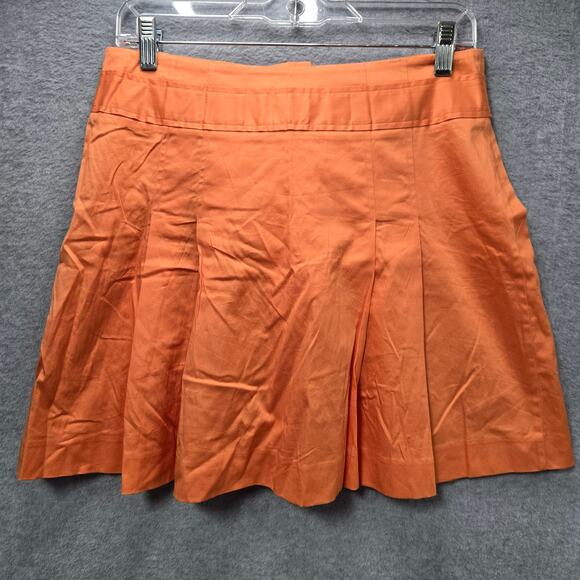 Theory Orange Belted A Line Pleated Skirt Size 6 - Picture 2 of 5